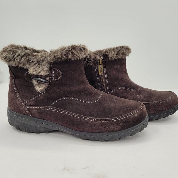 HP Khombu Gracie 9M Leather Upper Sherpa Teddy Mid Ankle Boots - Picture 6 of 13